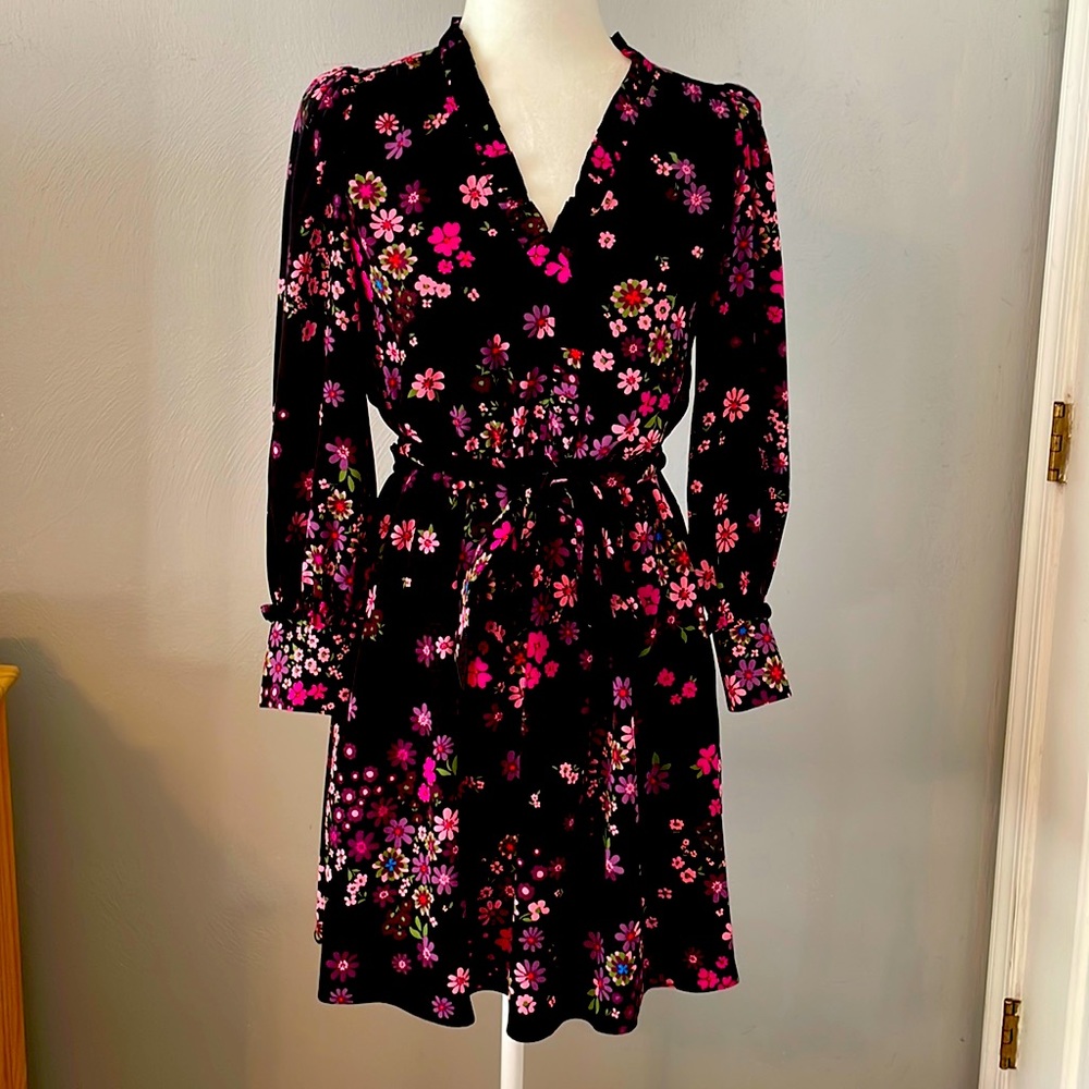NWT $359.99 Kate Spade Bora Flora V- neck long sleeve dress size 0